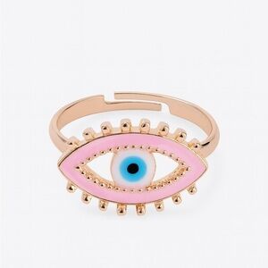 💕 Good Luck Eye Ring 🌸 Adjustable Pink Enamel | Kids Cute Jewelry 🦄